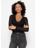 SASSYCLASSY Spitzenbody mit V-Ausschnitt in Schwarz