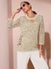 creation L 3/4 Arm-Pullover in gelb-beige-meliert