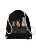 Mr. & Mrs. Panda Gym Bag Pinguin Lagerfeuer mit Spruch in Schwarz