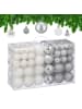 relaxdays 100-tlg. Weihnachtskugeln Set in Silber/Weiß