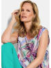 GOLDNER Kurzgröße:  Jersey-Top Sommertop mit Palmen-Muster in bunt / gemustert