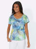 WITT WEIDEN Shirt in mittelblau-limone-bedruckt