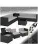 tectake Rattan Lounge für 6 Personen, mit Sicherheitsglasplatte, UV-beständig