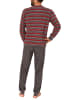 NORMANN Frottee Pyjama langarm Schlafanzug Bündchen Streifen - 49663 in grau