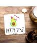 Mr. & Mrs. Panda Gläseruntersetzer Avocado Party Zeit mit Spruch in Weiß