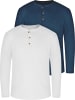 normani 2er Set Herren Langarm Shirts aus Bio-Baumwolle Neuville in Marine/Weiß