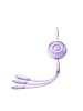 Wisam® 3in1 ausziehbares Kabel USB-A auf USB-C / iPhone / microUSB 1m Lila