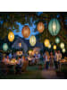 MARELIDA LED Solar Lampion oval mit Blumenmuster H: 38cm in gelb