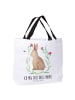 Mr. & Mrs. Panda Shopper Hase Sitzen mit Spruch in Weiß