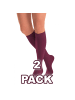 COFI 1453 Damen 2er Kniestrümpfe Lycra-Kniesocken mit 60 DEN Onesize in Burgundy