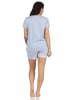 NORMANN Shorty Schlafanzug Pyjama kurzarm Blümchen Design - 62809 in blau
