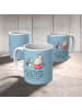 Mr. & Mrs. Panda Kaffeetasse Pinguin mit Kind mit Spruch in Blau Pastell