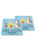Mr. & Mrs. Panda Untersetzer Pinguin Lagerfeuer mit Spruch in Eisblau