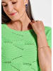 GOLDNER Kurzgröße:  Strickpullover Kurzarm Baumwoll-Strickshirt in hellgrün