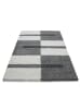 KADIMA DESIGN Teppich Hochflor Shaggy Karo Design Polypropylen Wohnzimmer in Hellgrau