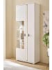 Furn.Design Vitrine weiß matt, Eiche 80 x 200 cm, Vitrinenschrank inklusive Frontbeleuchtung