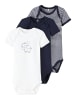 name it Baby kurzarm Body im 3er Pack mit Elefanten Motiv in Blau
