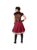 tectake Kurzärmeligen Satinkleid mit mehrlagigem Rock, schwarz/rot