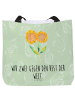 Mr. & Mrs. Panda Shopper Damen Blume Sonnenblume mit Spruch in Blattgrün