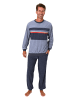 NORMANN Langarm Frottee Schlafanzug Pyjama Bündchen - 86644 in blau-mel.