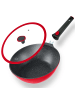 Stoneline SMART Wokpfanne 30 cm, abnehmbarer Griff | mit Deckel in Rot