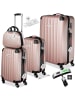 tectake Hartschalenkoffer-Set Cleo mit Sicherheits-Zahlenschloss, roségold