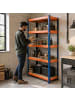 relaxdays Schwerlastregal "5 Ebenen" in Blau/ Orange - (B)75 x (H)180 x (T)30 cm