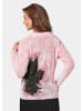 GOLDNER Pullover mit femininem Druck und Pailletten in rosé / schwarz / gemustert