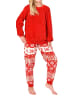 NORMANN Mädchen Schlafanzug Coralfleece Norwegeroptik in rot