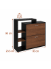 relaxdays Schuhschrank in Braun/ Schwarz - (B)80 x (H)90 x (T)23,5 cm