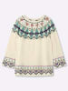sheego Pullover in champagner-salbei-gemustert