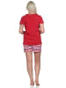 NORMANN Shorty Pyjama Anker und gestreiften Shorts - 74906 in rot