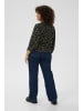 KAFFE curve Langarm-Bluse KCemina in Black/Green Lettuce Ditzy
