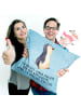 Mr. & Mrs. Panda Kissen Pinguin mHerzieren mit Spruch in Eisblau