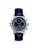 Heritor Legacy-Armbanduhr mit Lederarmband in Silver/Blue