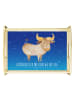 Mr. & Mrs. Panda Servierplatte Sternzeichen Stier mit Spruch in Sternenhimmel Blau