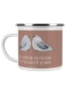 Mr. & Mrs. Panda Emaille Tasse Verlobungsfeier Abenteuer mit Spruch in Braun Pastell