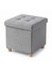 SCENA LIVING Pouf mit Stauraum auf hölzernen Beinen in Grau, (B) 38 x (H) 38 x (L) 38 cm