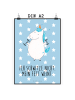 Mr. & Mrs. Panda Poster Einhorn Fitness mit Spruch in Blau Pastell