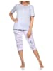 NORMANN Capri Schlafanzug kurzarm floraler Print in hellblau