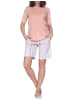 NORMANN Schlafanzug Shorty kurzarm Streifenoptik Übergrössen 125 205 90 667 in apricot