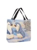 Mr. & Mrs. Panda Shopper Tasche Pinguine trösten Design mit Spruch in Weiß