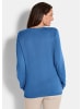 GOLDNER Kurzgröße:  Strickpullover Edler Feinstrickpullover, V-Ausschnitt in blau