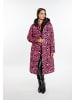 faina Damen Langer Steppmantel in Pink Zebra