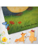 Mr. & Mrs. Panda Badehandtuch Pinguin Blumen Design mit Spruch in Eisblau