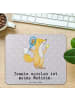 Mr. & Mrs. Panda Maus-Pad Fuchs Tennis spielen mit Spruch in Grau Pastell