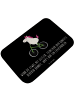 Mr. & Mrs. Panda Badteppich Einhorn Radfahrer mit Spruch in Schwarz