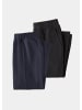 GOLDNER Kurzgröße:  Freizeithose Elastische Jogpants im Doppelpack in marine / schwarz
