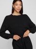 Vila Strickkleid Rundhalsausschnitt und Gürtel langärmlig in Schwarz