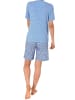 NORMANN Shorty Pyjama kurzarm Spitzenbesatz - 44803 in blau
